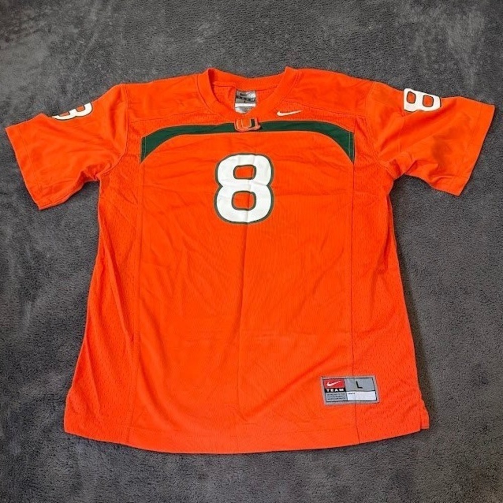 Nike University of Miami Hurricanes Jersey Orange Youth L Autographed No COA.